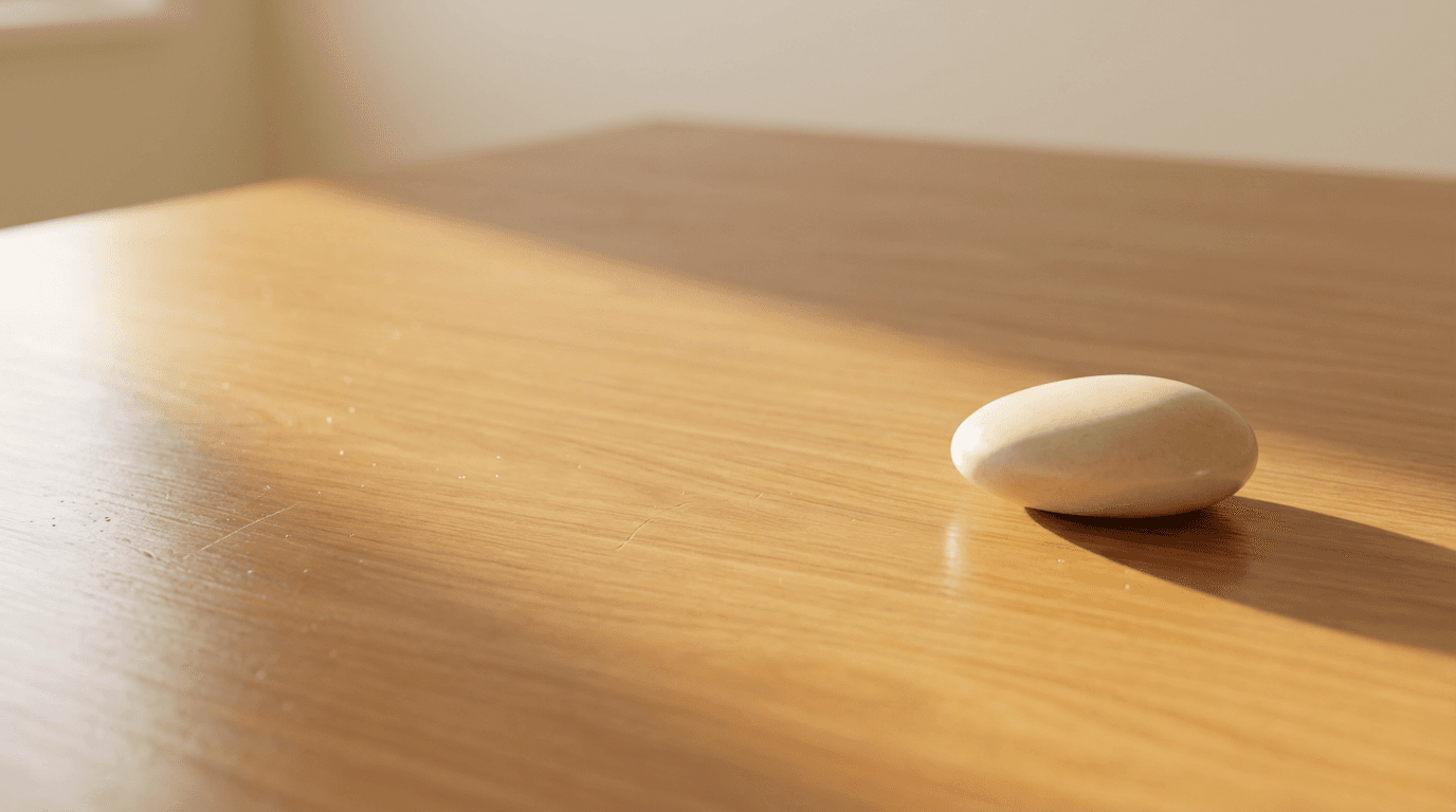 Natural bamboo cutting board on a kitchen counter