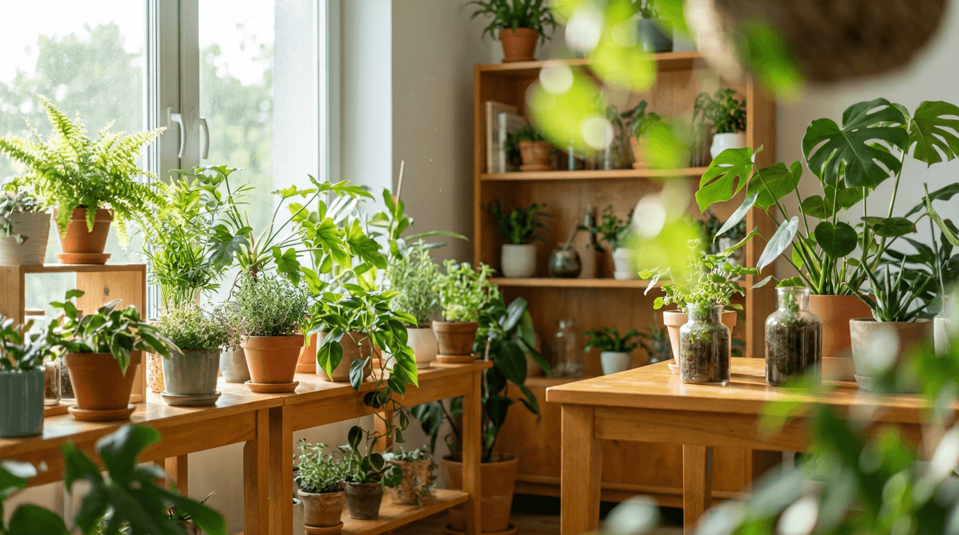 Bamboo garden planter on a patio